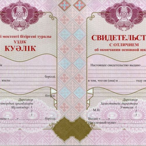 Аттестат Казахстан 9 классов